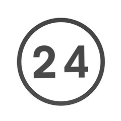 Poster - Gray number 24 in a circle on a white background. Numbers and numbers. Numbering. Rendering an image.