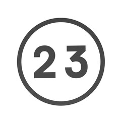 Poster - Gray number 23 in a circle on a white background. Numbers and numbers. Numbering. Rendering an image.