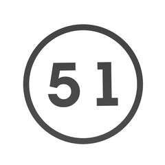 Poster - Gray number 51 in a circle on a white background. Numbers and numbers. Numbering. Rendering an image.