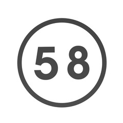 Poster - Gray number 58 in a circle on a white background. Numbers and numbers. Numbering. Rendering an image.