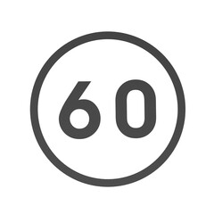 Poster - Gray number 60 in a circle on a white background. Numbers and numbers. Numbering. Rendering an image.