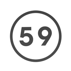 Poster - Gray number 59 in a circle on a white background. Numbers and numbers. Numbering. Rendering an image.