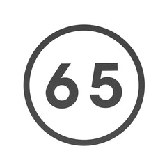 Poster - Gray number 65 in a circle on a white background. Numbers and numbers. Numbering. Rendering an image.
