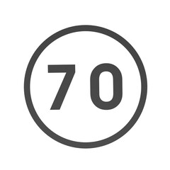 Poster - Gray number 70 in a circle on a white background. Numbers and numbers. Numbering. Rendering an image.