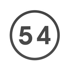 Poster - Gray number 54 in a circle on a white background. Numbers and numbers. Numbering. Rendering an image.