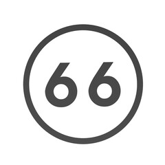 Poster - Gray number 66 in a circle on a white background. Numbers and numbers. Numbering. Rendering an image.