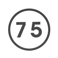 Poster - Gray number 75 in a circle on a white background. Numbers and numbers. Numbering. Rendering an image.