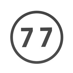 Poster - Gray number 77 in a circle on a white background. Numbers and numbers. Numbering. Rendering an image.