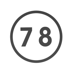 Poster - Gray number 78 in a circle on a white background. Numbers and numbers. Numbering. Rendering an image.