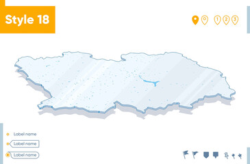 Naklejka na meble Penza Region, Russia - 3d map on white background with water and roads. Vector map with shadow.