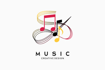 Music icon logo design or music symbol, simple music note vector illustration