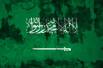 Wall Mural - Saudi Arabia flag in cracks. crisis concept