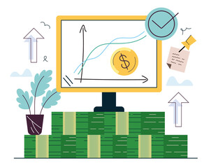 Wall Mural - Sales finance money business statistics analysis passive income growth isolated graphic design element concept illustration