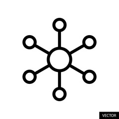 Fototapete - Hub and Spoke, Network Connection, Central database vector icon in line style design for website design, app, UI, isolated on white background. Editable stroke. Vector illustration.