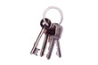 House keys on a keyring isolated on white