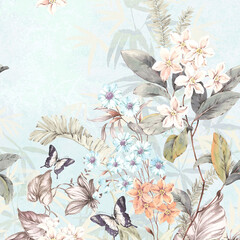 Plakat motyl natura kwiat lato sztuka