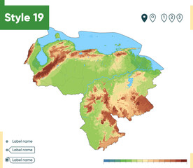 venezuela - high detailed physical map. vector map. dem map.