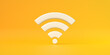 © Andrii - White wireless network symbol on yellow background. Wi-Fi icon design concept. Wifi sign. 3d render iilustration