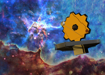 Wall Mural - james webb telescope somewhere in extreme deep outer space near mystic mountain of carina nebula. sc