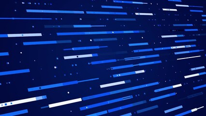 Poster - Abstract colorful stripes move horizontally. Motion. Colorful stripes move like schematic trains. Animation with moving horizontal stripes with dots. Information traffic