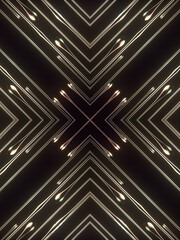 Aufkleber - Kaleidoscopic pattern flowing drops of liquid metal. Dark background. 3d rendering digital illustration