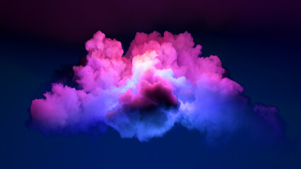 3d rendering, abstract neon background with stormy cloud glowing with bright light. weather phenomen