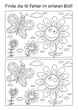 © singmuang - Fehlerbild Ausmalbild Sommer Frühling Schmetterling Blumen