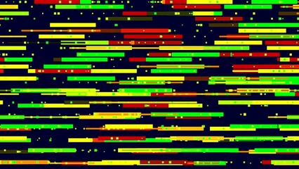 Poster - Abstract colorful stripes move horizontally. Motion. Colorful stripes move like schematic trains. Animation with moving horizontal stripes with dots