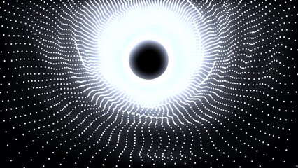 Aufkleber - Black hole in virtual space with wavy space. Motion. Abstract 3d animation of black hole in space. Distortion of space from black hole in virtual animation