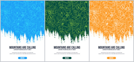 hiking and camping gear background.travel equipment, accessories, clothes, etc. for trekking and hik