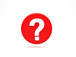 Fototapete - 3D rendering, 3D illustration. Question mark icon isolated on white. Business support. FAQ and Q&A concept.