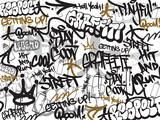 Fototapeta Fototapety dla młodzieży do pokoju - Graffiti background with throw-up and tagging hand-drawn style. Street art graffiti urban theme for prints, banners, and textiles in vector format.