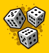 Three Dice With Bubble Background