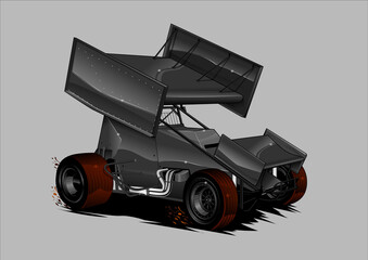 Poster - Dirt car, Sprint Car vector