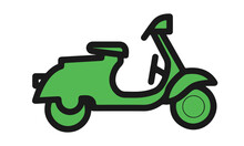 Green Motor Transport Cartoon Illustration