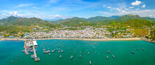 Vinh Luong Fishing Village, Nha Trang, Vietnam Seen From Above With Hundreds Of Boats Anchored To Avoid Storms, Traffic And Densely Populated Areas Below