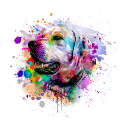 Wall Mural - dog head with creative colorful abstract elements on white background