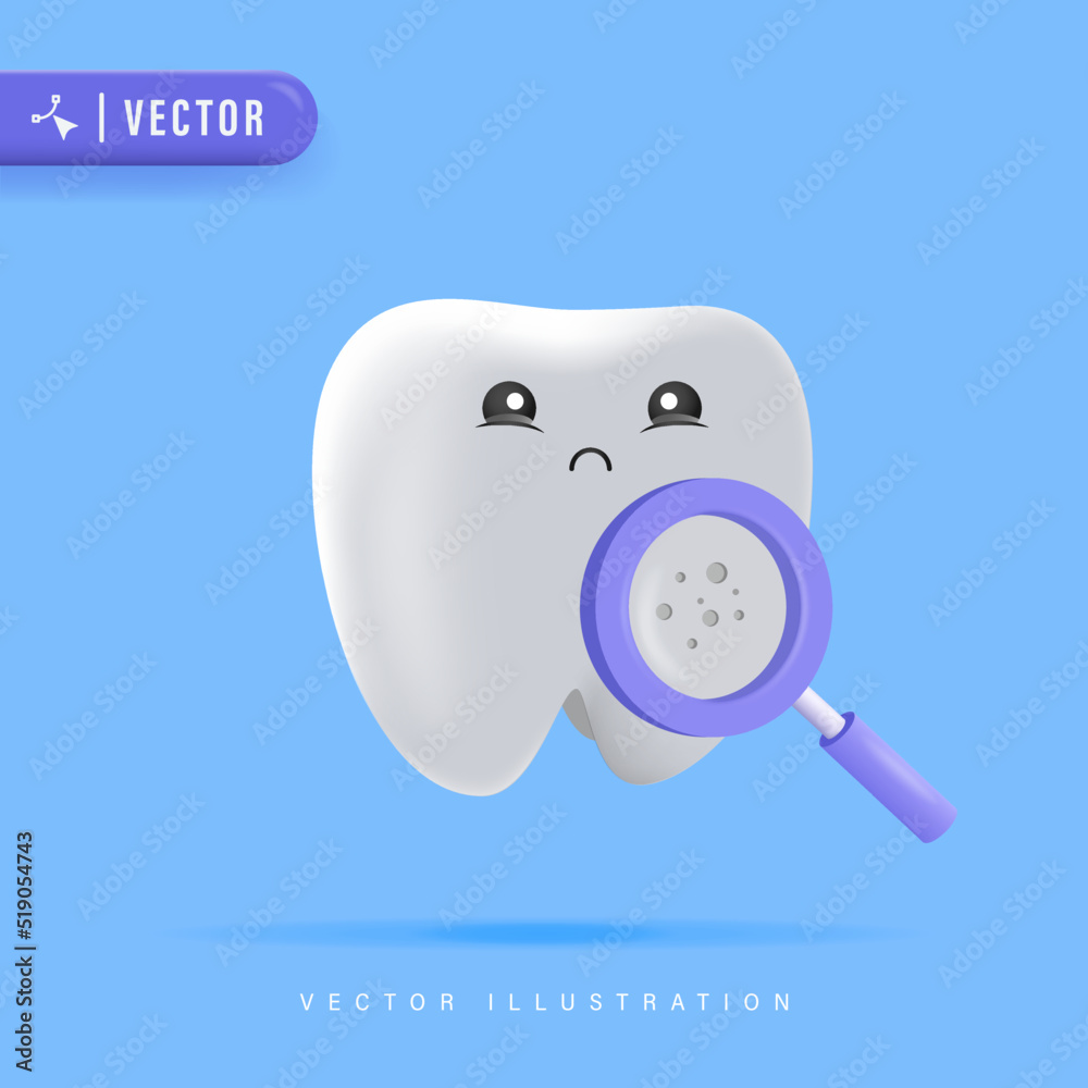 Dental Cavity Concept with Sad Tooth Because of its Cavity Vector ...