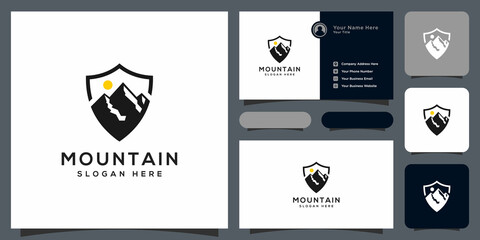 Wall Mural - mountain shield logo vector design template