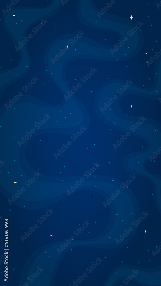 Dark blue space background vector illustration. Flat style vertical ...