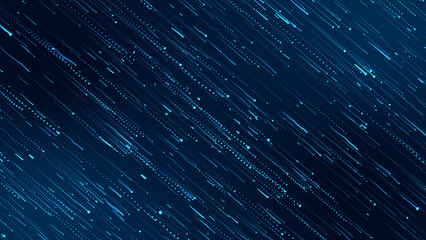 Wall Mural - Particle background animation, Futuristic mysterious flowing digital particles wave de-focus virtual reality abstract cyber space environment background. 