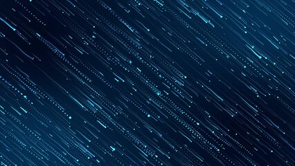 Wall Mural - Particle background animation, Futuristic mysterious flowing digital particles wave de-focus virtual reality abstract cyber space environment background. 