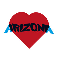 Arizona Logo With Love Heart Shape American State Usa Design For T-shirt Or Card