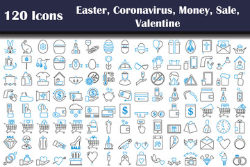 Canvas Print - 120 Icons Of Easter, Coronavirus, Money, Sale, Valentine