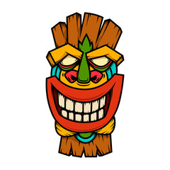 Wall Mural - Illustration of tiki idol. Design element for poster, card, banner, emblem, sign. Vector illustration