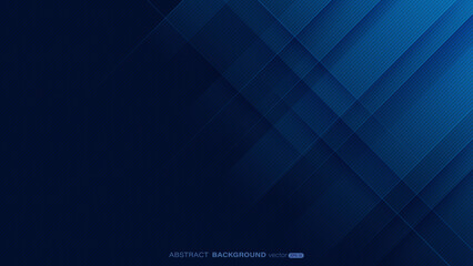 Wall Mural - abstract blue line stripes with light and shadow on dark blue background