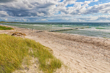 Wall Mural - Beach with jetty at Ristinge, Langeland, Denmark