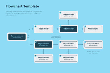 Poster - Simple infographic for flowchart template with place for your content - blue version.