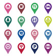 Map location markers icon set