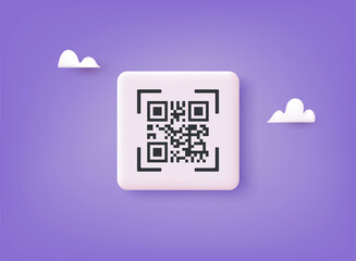 Vector QR code sample for smartphone scanning. 3D Web Vector Illustrations.